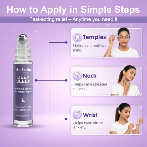 Image of Deep Sleep Roll-On - Calming Aroma for Restful Nights & Relaxation | Sleeping Aid Helps Improve Sleep with Lavender, Chamomile, Sandalwood, Coconut & Sesame Oils | 100% Natural Essential Oils, 10 ml (Pack of 2)