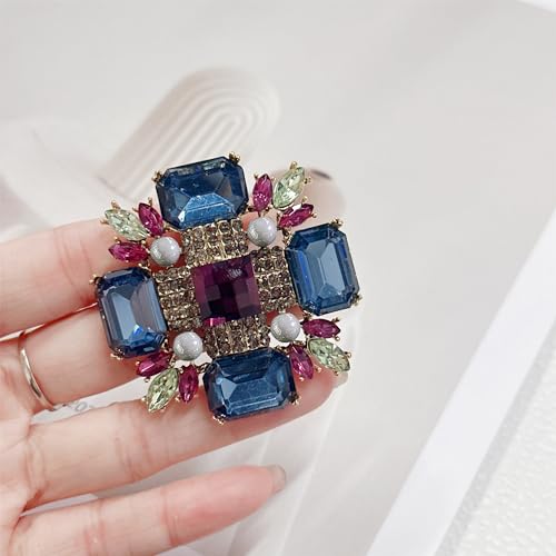 Image of Baroque Rhinestone Brooch Pin for Women Men Vintage Rectangle Crystal Round Ball Victorian Art Deco Brooches Lapel Pins Elegant Dress Accessories Wedding Birthday Jewelry Corsage