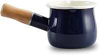 Vista 11 de Mini Olla de Leche Esmaltada de 0.6 Cuartos con Mango de Madera Aislado, 2 Picos Vertedores, Calentador de Alimentos Pequeño, Cacerola Bonita
