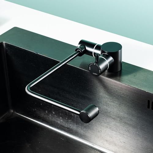 Torneira de cozinha lava-louça rebatível de 5 cm 1 buraco torneira osmose de água fria, preto