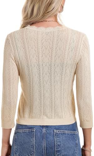 Gyabnw Bolero dames feestelijk 3/4 mouwen boleros elegant Shrug cardigan gebreide jas dames Aushol kort klederdrachtjack tops bruidsjasje bovenstuk V -hals voor cocktailparty, bruiloft, wit, XL