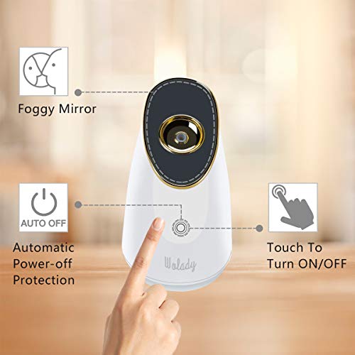 Nano Ionic Face Steamer, Wolady 3 in 1 Home Sauna SPA Facial Warm Mist Humidifier Steamer with Stainless Steel Skin Kit for Pores Cleanse Clear Blackheads Acne Impurities Skin Care (White)