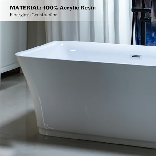 Image of Empava 59 inch Freestanding Luxury Acrylic Soaking SPA Tub Modern Stand Alone Bathtubs Model 59FT1511, White