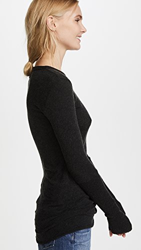 Image of Enza Costa Women's Cashmere Blend Cuffed Crew Top with Thumbholes