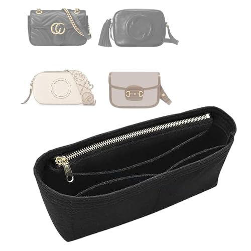 LOUKAYCC Felt Purse Organizer Insert for GG Marmont Mini Bag Organizer Handbag (Mini, Black)