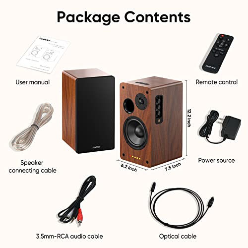 Saiyin Bookshelf Speakers With Mic Input, 40W X 2 Large Powered Bluetooth Bookshelf Speakers Pair-Optical Input, 5 Inch 2.0 Stereo Active Speakers With Subwoofer Line Out (Ds6801K) #TOP5