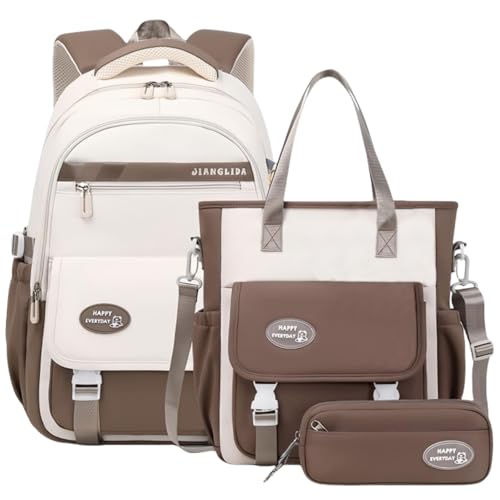 Sac à dos d'école enfants filles garçons adolescents 27L kit de formation café
