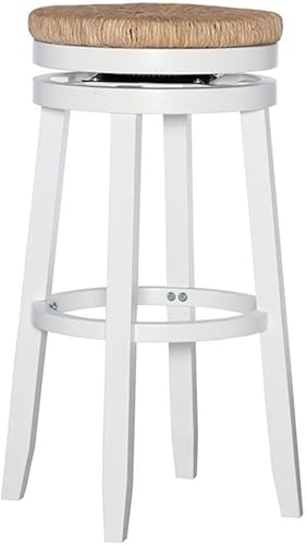 Powell Furniture Linon Morgan - Taburete giratorio de madera de 31.6 pulgadas, color blanco