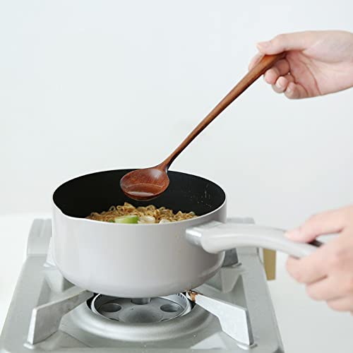 Image of Wooden Soup Spoon, 2PCS Wooden Long Spoons Korean Style Natural Wood Long Handle Round Spoons Long Soup Spoons for Soup Cooking Mixing Stirrer Kitchen Tools