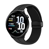 MELEJIA 22mm Cinturino Silicone per Garmin Vivoactive 4/Venu 4 45mm/Venu 3/Venu 2/Forerunner 570 47mm, 22mm Ricambio Cinturino, Regolabile Silicone Cinturini, Regolabile Chiusura Magnetica-Nero