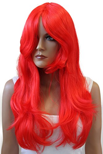 PRETTYSHOP Sexy Perücke Wig langhaar gewellt Cosplay Partyperücke Fasching diverse Farben (rot C13 PP6)