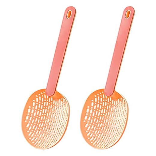 Cabilock 2Pcs Scoop Colander Strainer Sked Slotted Sked Kök Mat Drain Skov Strainer Slotted Skimmer Plast Vatten Scoop Col Oljefilter Rosa
