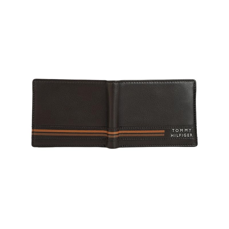 Image of Tommy Hilfiger Men's Forcados Passcase Wallet - Brown | Solid Textured Leather | Removable ID Case| Purse for Men | Ideal for Gifting
