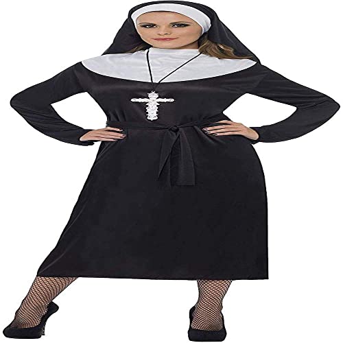 Smiffys Costume de religieuse, noir, avec robe et coiffe - Taille S