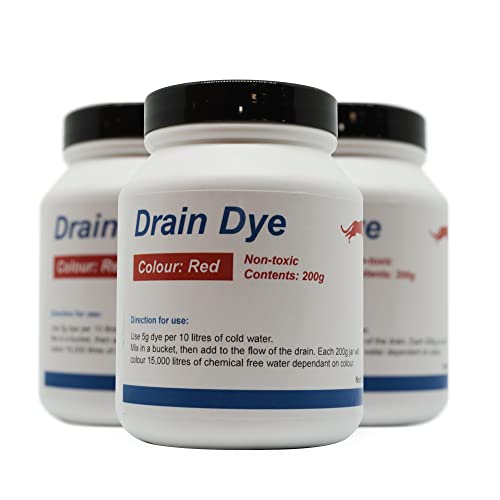 Tinte trazador para detección de fugas 200 gr - Tinte para la detección de fugas en bajantes y piscinas - liquido detector fugas - Muy eficaz, uso muy sencillo, mezclar y listo (Rojo)