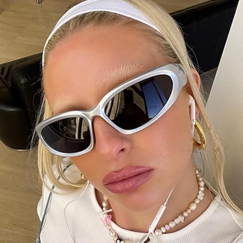 Y2K Sunglasses Wrap Around Womens Futuristic Sunglasses Oval Fashion Sport Shades Sun Glasses