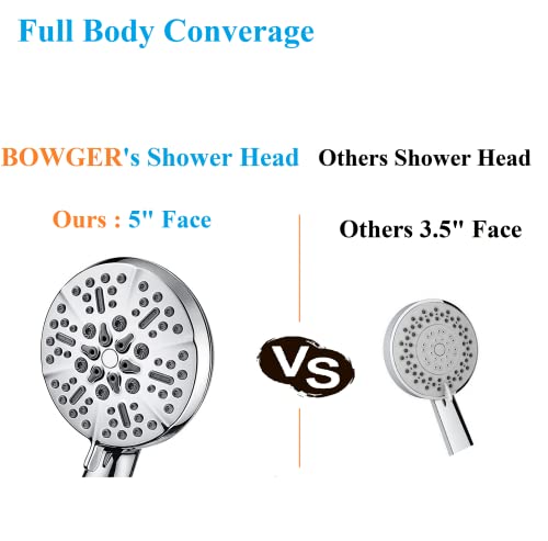High Pressure Shower Heads With Handheld – 5" Bathroom Rain Shower Head - 5 Spray Settings High Flow Handheld Shower Head With 60” Long Hose And Adjustable Bracket – The Perfect Replacement Showerhead #TOP2