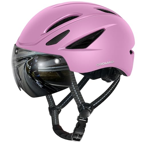 Odoland Bike Helmet with Magnetic Sun Visor for Adults, Glasses-Friendly Design Adjustable Dial Cycling Helmet for Men & Women, Urban Riding Bicycle Helmet for Mountain, Road, E-Bike, Commut