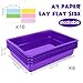 ShineMe 6 Pack Paper Trays for Classroom, Purple Plastic Book Bins with Colorful Labels, Stackable Letter Size Storage Tray, Desk Organizer Tray for Home, School and Office