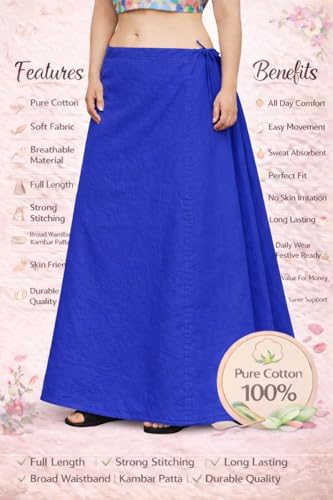 Image of CITIX Pure Cotton Petticoat for Woman Saree | Adujastable Drawstring Waist