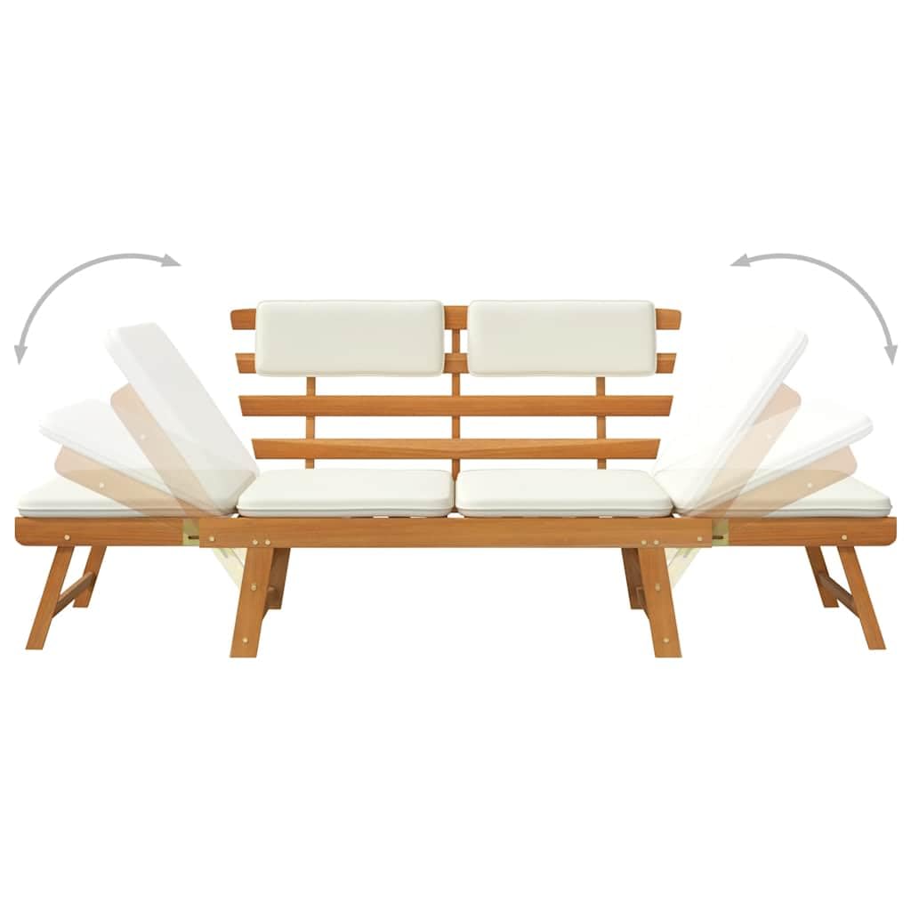 vidaXL Ławka ogrodowa z poduszkami, 2w1, 190 cm, lite drewno akacjowe