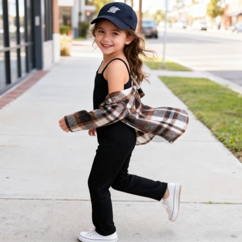 Image of Toddler Girl Clothes Plaid Long Sleeve Button Down Shirt Corduroy Overall Jumpsuit Girls Fall Winter Outfit Set