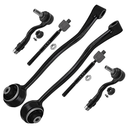 Image of Detroit Axle - 6pc Front Control Arms Kit for 2011-2017 BMW X3, 2015-2018 BMW X4, 2 Lower Forward Control Arms 4 Outer Inner Tie Rod End Links 2016 Replacement