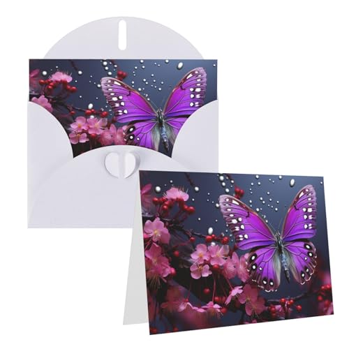 Cartes de vœux vierges violettes avec enveloppes pour anniversaires et mariages