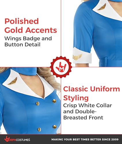 Costume bleu Morph complet d'hôtesse de l'air en taille 3XL