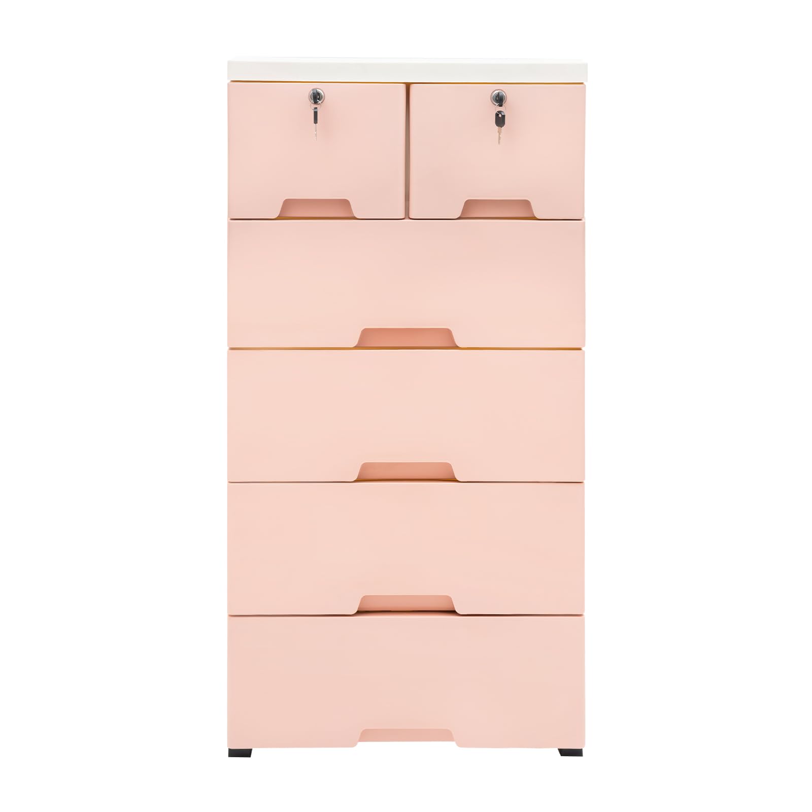 PSUFURV Plastic Drawers Dresser 6 Drawer Free Standing Plastic Storage Cabinet Chest with Four Pulleys Commercial/Home Closet Drawers Tall Dresser