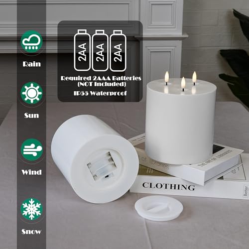 Bougies sans flamme extra larges SHENSY à 3 mèches avec télécommande - 3