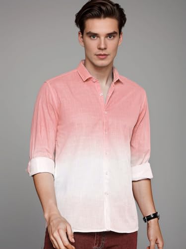 Image of IndoPrimo Men's Cotton Shirt with Full Sleeves Spread Collar Classic Style Solid Pattern Regular Fit and Standard Length