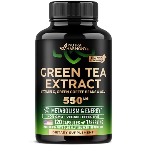 Green Tea Extract - 50% EGCG, Extra Strength 20:1 Extract - Natural Green Tea Supplement + Green...