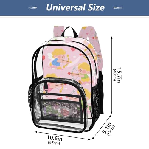 Cartoon and Cute Pink Cupid Backpack For School Clear Clear Book Bags For Teen Girls See Through PVC Back Pack4