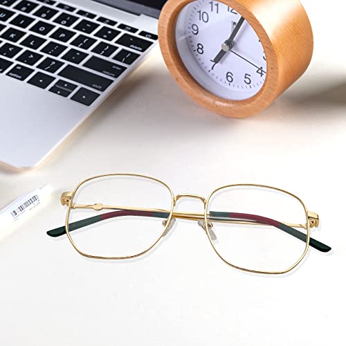 Image of Oversized Metal Reading Glasses Women Men, Large Fashion Blue Light Blocking Computer Readers