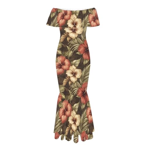 Image of Polynesian Dresses for Women Off Shoulder Maxi Dress Puletasi Samoan Dresses S-7XL