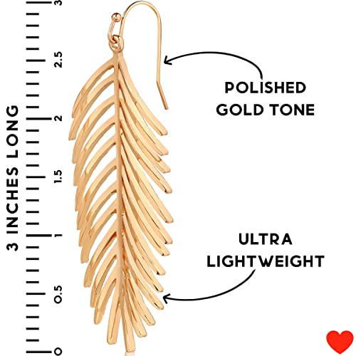 Palm Leaf Earrings for Women - Boho Tropical Dangle Earrings in Gold, Rose Gold, or Silver Tone4