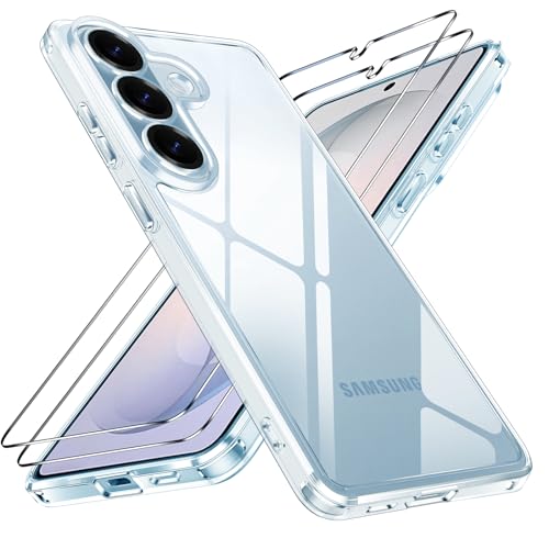 #ColaboraciónPagada<br>Funda para Samsung Galaxy S26 5G con 2 Piezas Cristal Templado [Protección Cámara ] Carcasa Protectora AntiChoques Clara Duro PC Suave TPU Silicona Anti Arañazos Caso Transparente