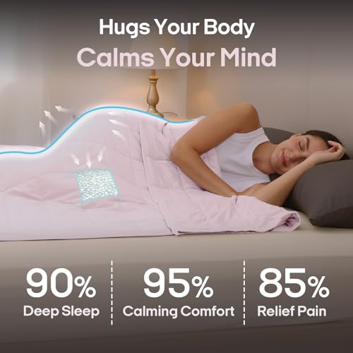 Image of ZonLi Weighted Blanket for Adults (60 inchx80 inch, 15lbs, Pink) Queen Size High Breathability Cooling Heavy Blanket, Soft Material with Premium Glass Beads, All-Season, Easy Care