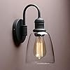 1 light vintage wall sconce yosoan black industrial fixture light with elegant gooseneck curved rod indoor clear glass shade wall lamp lighting for bathroom porch kitchen living room restaurant  urban country home decor