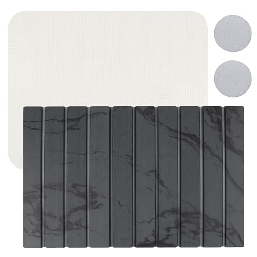 23*16'' Large Diatomaceous Earth Stone Quick Drying Mat For Kitchen Counter Bathroom Foldable and Absorbent Drying Stone Mat Home Pad Fast-Drying Floor Mat Dark Gray