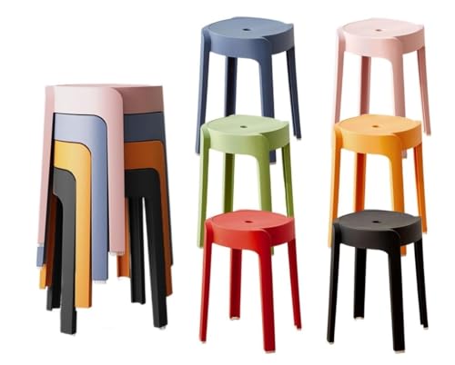 AOICXB Tabourets en Plastique, tabourets Ronds empilables et Portables, chaises sans Dossier for Cuisines Jardins, Disponibles 10 Couleurs(Gray)