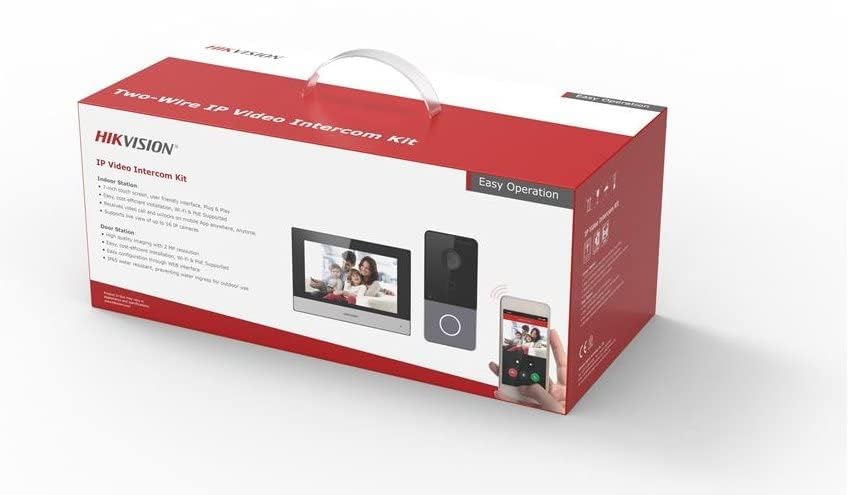 Image of HIKVISION IP Based Wireless Video Door Phone /Bell|7-inch Colorful TFT Screen|Resolution 1080p|Wide Angle Coverage|BuiltIn Microphone & Loudspeaker|Echo Cancellation|Water& Dust Resistant|(DS-KIS603-P)