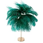 Creative Green Ostrich Feather Table Lamp Bedside Lamp Light Luxury and Elegant Lampshade Night Light Table Lighting for Living Room Bedroom Home Decoration, Plug-in