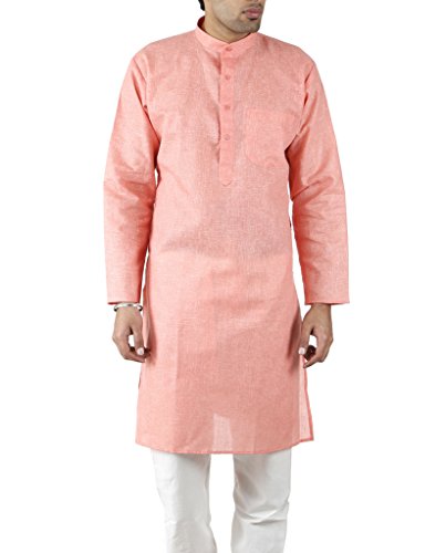 Kurta Palace Khadi Kurta: juego de kurta para hombre en color naranja, diseño artesanal Royal Kurta