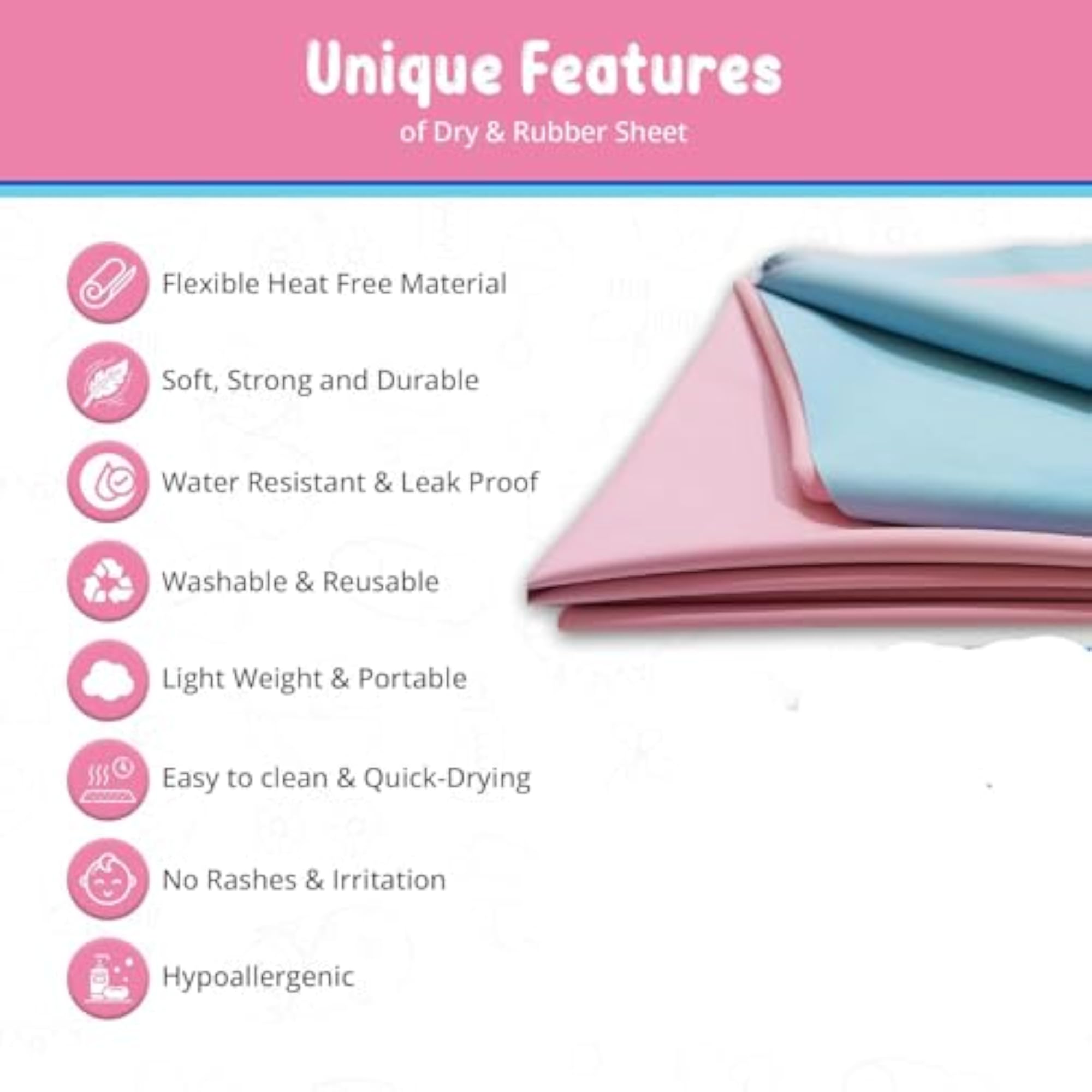 Waterproof Dry Rubber Bed Sheet, Premium Washable