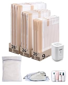 BAGSMART Travel Vacuum Bags with Rechargeable Electric Pump, 12PC Kit