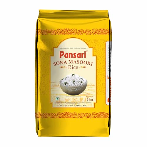Image of Pansari Premium Fortified Sona Masoori Rice - Light, Aromatic & Nutrient-Rich, Ideal for Daily Cooking, Biryani & South Indian Dishes, Sona Masoori Rice (5-Kg)