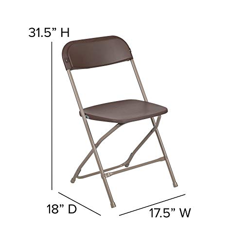 Image of Flash Furniture Hercules Series Plastic Folding Chair - Brown - 2 Pack 650LB Weight Capacity Comfortable Event Chair-Lightweight Folding Chair