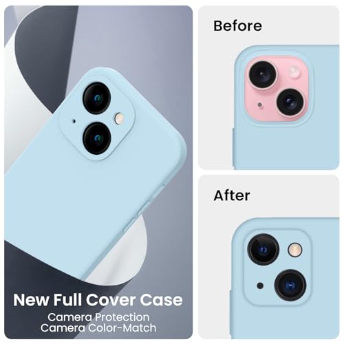 Image of FireNova Designed for iPhone 15 Case, Silicone Upgraded [Camera Protection] Phone Case, Soft Anti-Scratch Microfiber Lining Inside, 6.1 inch, Sky Blue
